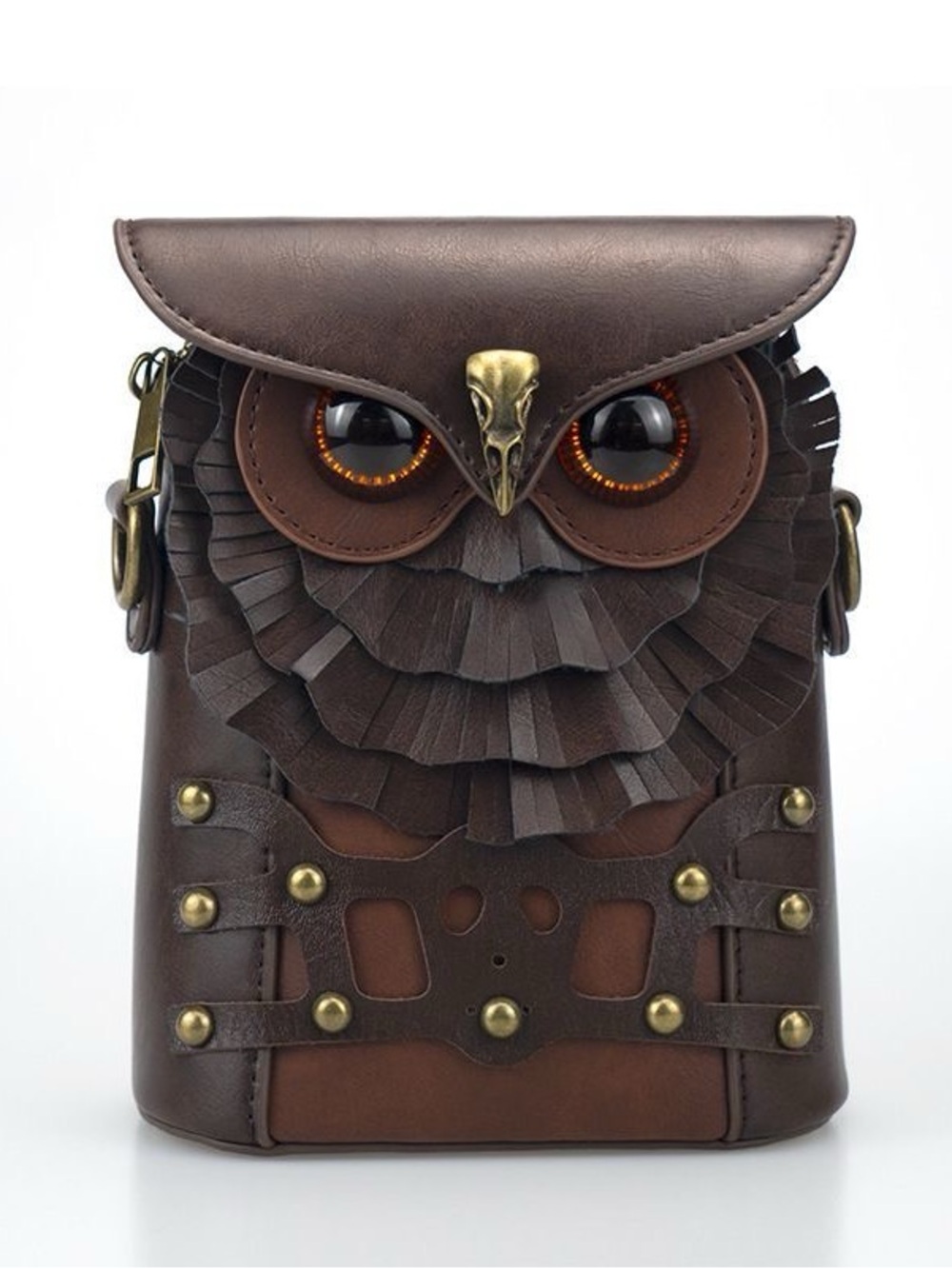 Brown Owl-Accent Crossbody Bag - Stylish Women's Bag